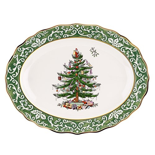 Spode Christmas Tree Embossed Platter, Large, Gold