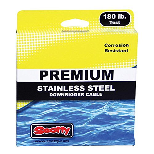 High Performance Stainless Steel Downrigger Cable, 316SS, 180lb Test, 500ft Spool w/ kit
