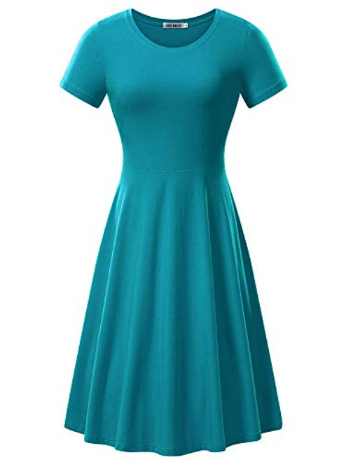 HUHOT Summer Round Neck Juniors Casual Flared Midi Dresses for Womens XX-Large Teal HUHOT Summer Round Neck Juniors Casual Flared Midi Dresses for Womens XX-Large Teal