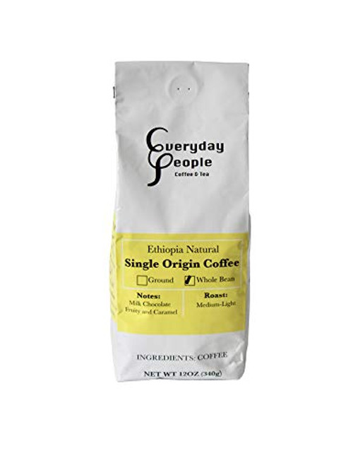 Ethiopia Natural  Single Origin Arabica Whole Bean Coffee Medium-Light Roast 12oz