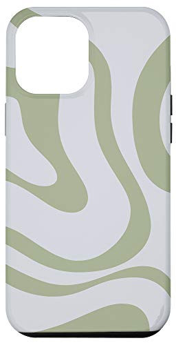 iPhone 12 Pro Max Liquid Swirl Retro Abstract Pattern Sage Green Light Gray Case