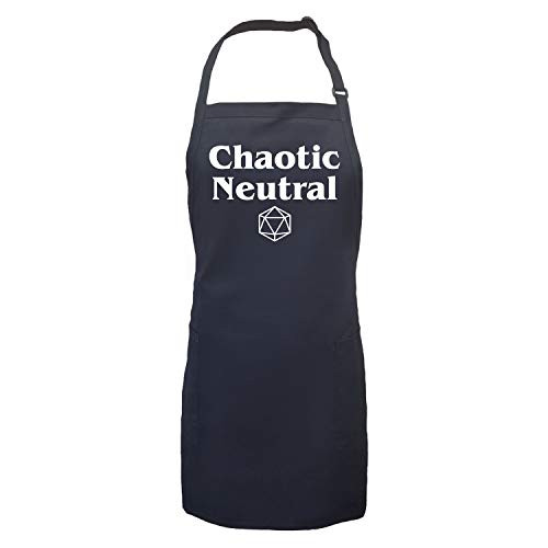 Chaotic Neutral Apron with 2 patch pockets in Navy - One Size