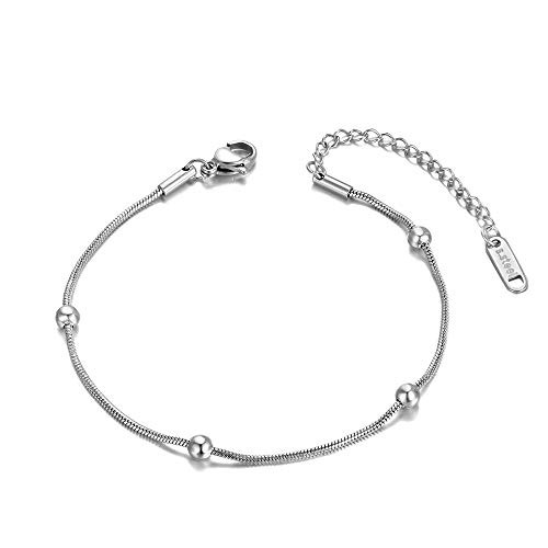 AAABBB Bohemia Style Titanium Stainless Steel Beads Chain Charm Bracelets for Women Girls Trendy Rose Gold Beach Jewelry  Stainless-Steel