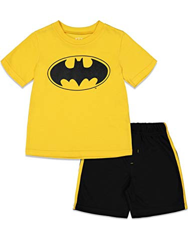 DC Comics Batman Baby Boys Short Sleeve T-Shirt and Mesh Shorts Set Yellow 12M