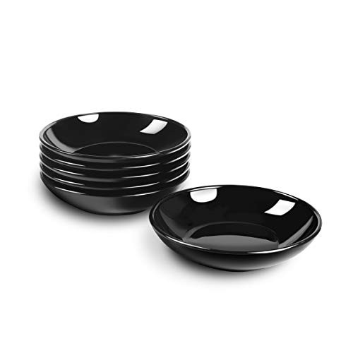 Delling 3.5 Oz Ceramic Dip Dipping Bowls Set-Black Dipping Soy Sauce Dish Bowls - Small Sauce Bowls Cups for Sushi Sauce  Soy  BBQ Dishes -Chip and Dip Serving Bowl Set - Set of 6