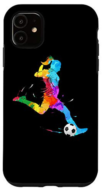 iPhone 11 Soccer Player Girl Colorful Football Art Case