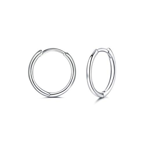 925 Sterling Silver Small Hoop Earrings - 14K White Gold Plated Silver Hoop Earrings   Tiny Endless Huggie Hoop Earring Cartilage Earrings for Women  Girls  Men