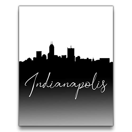 Indianapolis Skyline Poster Print   11 inch x14 inch  UNFRAMED Cityscape Artwork   Black and White Home Decor   United States Wall Art   Modern Indiana Wall Art