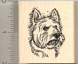 West Highland Terrier Dog Rubber Stamp - Wood Mounted