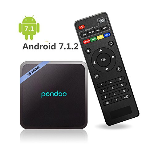 Android 7.1 TV Box,Pendoo X8 Mini 2GB+16GB Android Box Quad Core 64 Bits 2.4G WIFI H.265 4K (60Hz) Full HD TV Box