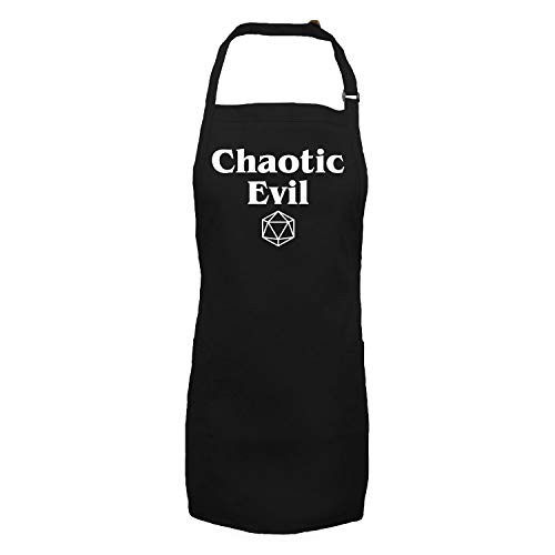Chaotic Evil Apron with 2 patch pockets in Black - One Size