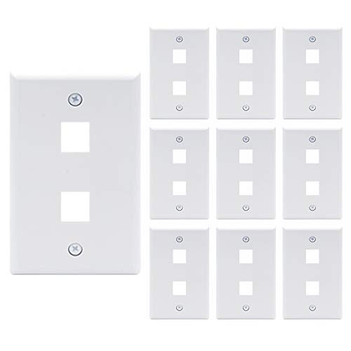 VCE 2-Port Keystone Wall Plate 10 Pack for Keystone Jack and Modular Inserts- White UL Listed