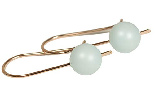 Rose Gold Light Blue Pearl Earrings with Pastel Blue Swarovski Pearls Wire Wrapped