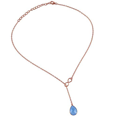 9k Rose Gold Sterling Silver Pendant Necklace for Women  Blue Chalcedony Pendant Necklace Sterling Silver  Mothers Day  Bridesmaids Gift  Hypoallergic Boho Handmade Jewelry