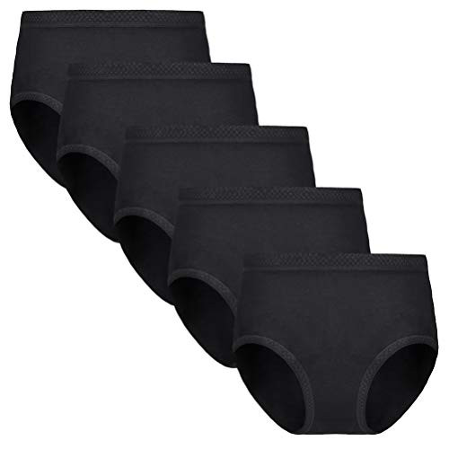 Hbhpov Womens Seamless Underwear High Waist Breathable Soft Cotton Briefs Hipster Panties for Ladies 5 Pack  Large  5Black Hbhpov Womens Seamless Underwear High Waist Breathable Soft Cotton Briefs Hipster Panties for Ladies 5 Pack  Large  5Black