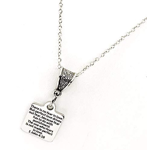 There Is No Fear In Love Necklace  1 John 4 18 Necklace  Scripture Necklace  Scripture Gift  Bible Verse Quote  Bible Verse Jewelry