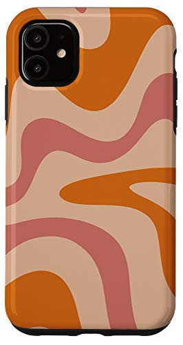 iPhone 11 Retro Liquid Swirl in Orange and Dusky Pink Case
