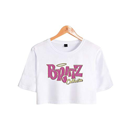 WAWNI Bratz Rock Angelz Crop Top Women Tshrit Girl Tops Women Funny T-Shirt  White Small