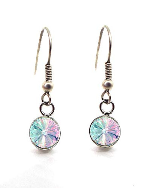 Light Vitrail Pastel Rhinestone Dangle Earrings made with Swarovski Crystal Rivolis set in Stainless Steel Cups Light Vitrail Pastel Rhinestone Dangle Earrings made with Swarovski Crystal Rivolis set in Stainless Steel Cups