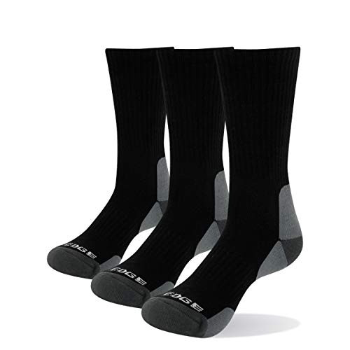 YUEDGE Men s Moisture Wicking Cotton Cushioned Crew Socks 3Pairs Pack Work Boot Socks Outdoor Sports Athletic Walking Hiking Socks Black  Size 9-12