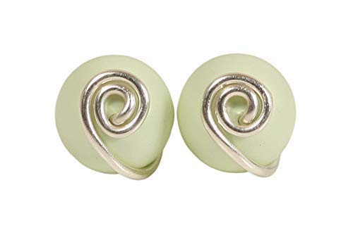 Sterling Silver Light Green Stud Earrings with Pastel Swarovski Pearls Wire Wrapped Handmade