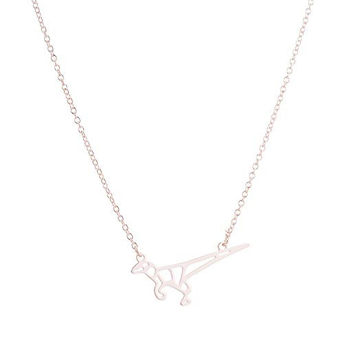 Stainless Steel Gold Plated Dinosaur Necklace Unique Pendant Minimalist Cute Jewelry rose gold Stainless Steel Gold Plated Dinosaur Necklace Unique Pendant Minimalist Cute Jewelry rose gold