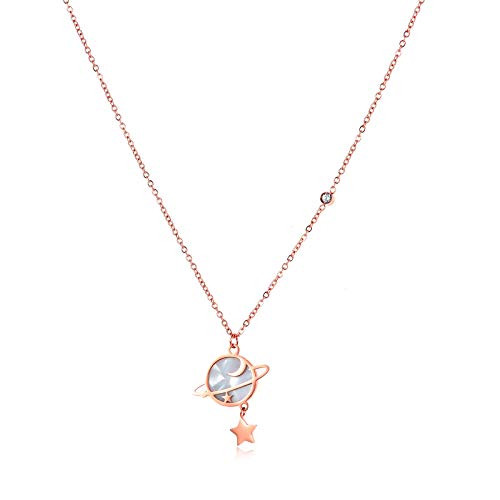 366DAYS Dainty Stainless Steel Universe Pendant Necklace Star Moon Planet Necklace for Women Girls Fashion Jewelry Gifts for Birthday Mothers Day Valentines Day Shell Planet-Rose Gold 366DAYS Dainty Stainless Steel Universe Pendant Necklace Star Moon Planet Necklace for Women Girls Fashion Jewelry Gifts for Birthday Mothers Day Valentines Day Shell Planet-Rose Gold