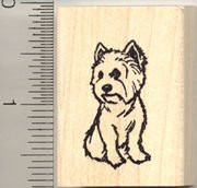 Small West Highland Terrier Dog Rubber Stamp - Wood Mounted