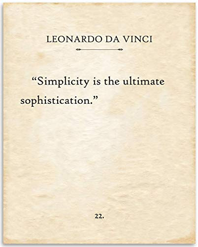 Leonardo da Vinci - Simplicity - 11x14 Unframed Typography Book Page Print - Great Inspirational and Motivational Gift and Decor Under  15