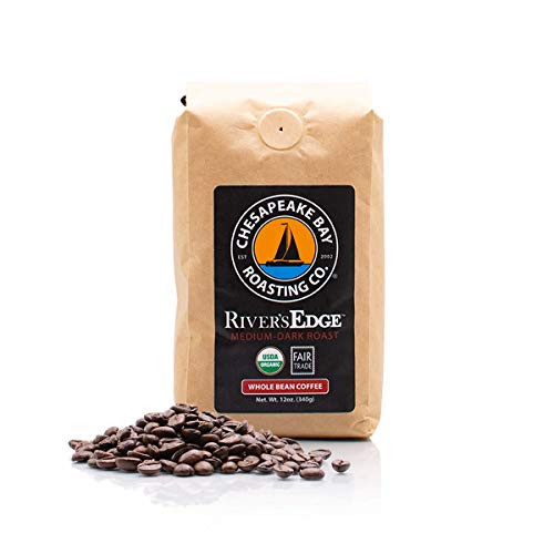 Chesapeake Bay Roasting Company  Rivers Edge  Medium Dark Roast  Whole Bean Coffee  Maryland USDA Certified Organic  Fair Trade  12oz Resealable Bag