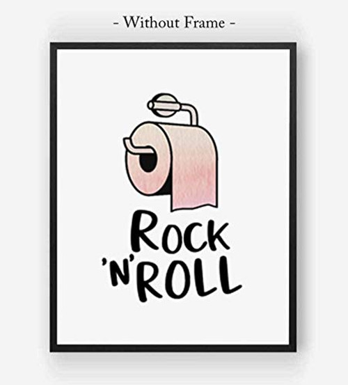 Funny Bathroom Art Print Rock and Roll Decor Toilet Wall Art Bathroom Sign Funny Wall Decor for Bathroom 8x10 inch - UNFRAMED