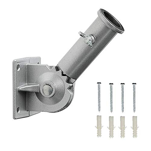 COCONUT Flag Pole Holder Mounting Bracket  Heavy Duty Flag Pole Base Multi-Angle Adjustment Wall Mounting for 1 Inch Flag Pole  Silver