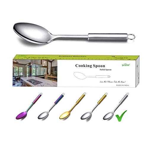 Berglander Solid Spoon  Stainless Steel Solid Cooking Spoon Solid Serving Spoon  Kitchen Spoons  Spoon for Cooking  Basting Spoon Non-Stick And Heat Resistant  Dishwasher Safe  Silver Berglander Solid Spoon  Stainless Steel Solid Cooking Spoon Solid Serving Spoon  Kitchen Spoons  Spoon for Cooking  Basting Spoon Non-Stick And Heat Resistant  Dishwasher Safe  Silver