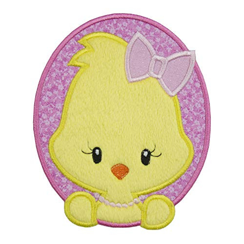 Girl Easter Chick with Pink Bow Patch your choice of sew on or iron on patch