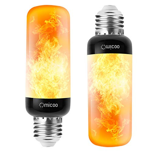 Pretigo Updated Slim LED Flame Effect Light Bulb 2 Pack   4 Modes Flame Light Bulbs with Upside Down Effect  Black E26 27 Base  Yellow Flame Bulb for Vintage Atmosphere Festival Gift