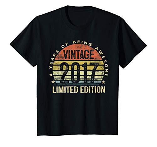 Kids 4 Year Old Gifts Vintage 2017 Limited Edition 4th Birthday T-Shirt
