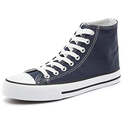 Adokoo Women s High Top Canvas Sneaker Shoes Classic Fashion Lace ups Sneakers  US8 Navy