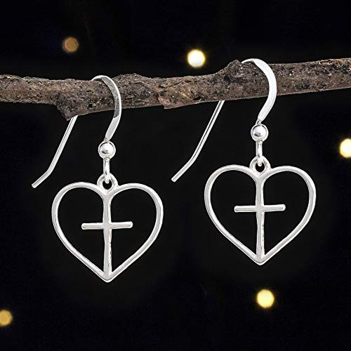 Sterling Silver Cross and Heart Earrings - Small  Lightweight - Handmade  Solid .925