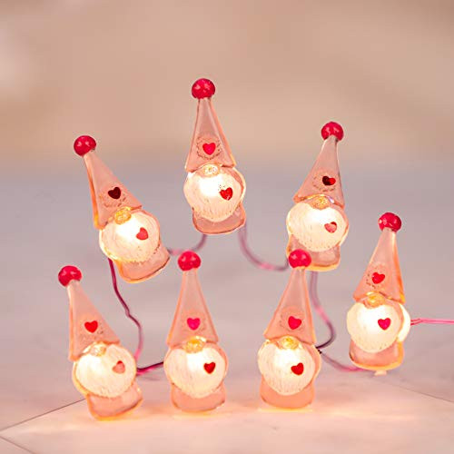 Impress Life Valentine s Day Gnome String Lights  10ft 30 LEDs  Battery USB Plug-in Powered with Remote Control  Indoor Fairy Lights for Home House Party Decoration
