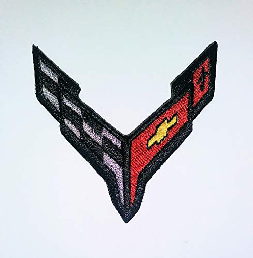 CORVETTE C8 IRON ON EMBROIDERED PATCH SIZE 2.5 inch  EMBROIDERY 100 Percent CAR AUTO RACING