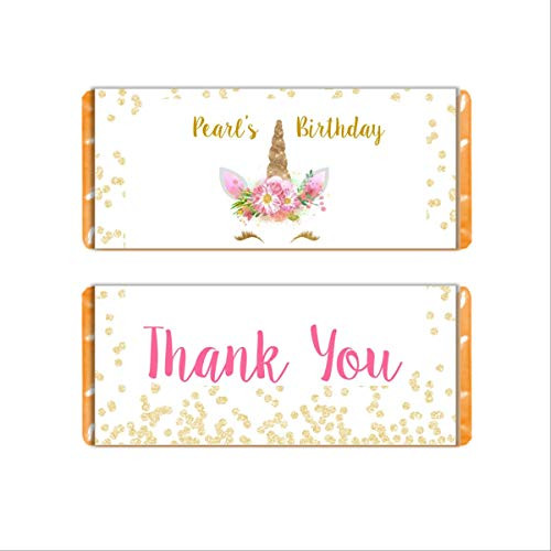 Unicorn Face Personalized Candy Bar Wrappers for Chocolate  Girls Birthday Party Favors  Hershey Bar Labels  Pack of 20