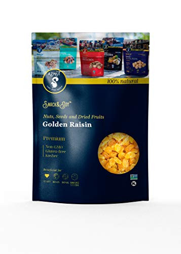 AZNUT Dried Golden Raisins  Premium in Quality  No Sugar Added  Kosher Certified  Resalable Bag  Golden Raisins  2 LB