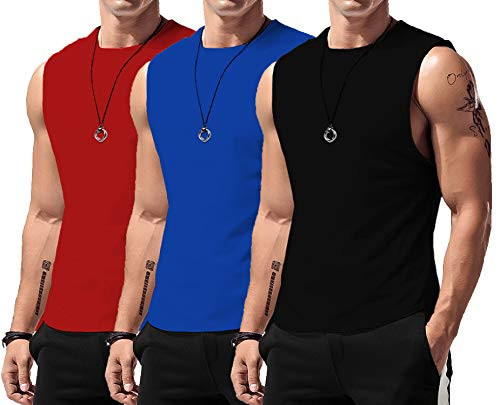 LecGee 3 Pack Men s Muscle Gym Workout Stringer Tank Tops Bodybuilding Fitness T-Shirts