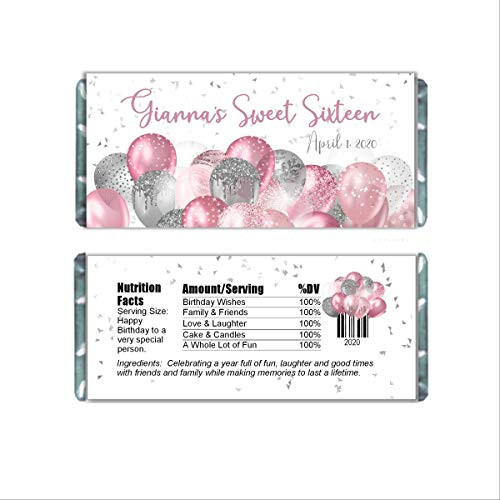 Pink Balloons Personalized Candy Bar Wrappers for Chocolate Birthday Party Favors Hershey Bar Labels for Baby Shower Bridal Shower Pack of 20 Pink Balloons Personalized Candy Bar Wrappers for Chocolate Birthday Party Favors Hershey Bar Labels for Baby Shower Bridal Shower Pack of 20