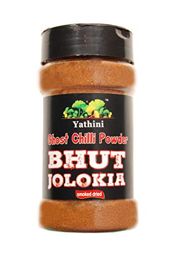 Yathini Smoked dried Ghost Chilli Pepper Powder 114gram 4oz - Bhut Jolokia Non-GMO sourced from Assam
