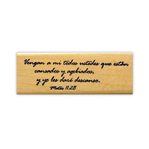 Matthew 11 28 Spanish Bible Verse Mounted Rubber Stamp - Religious  11