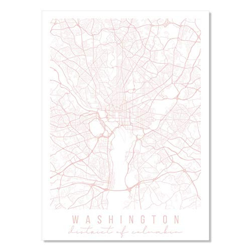 Washington DC Light Pink Minimal Street Map Print  Unframed