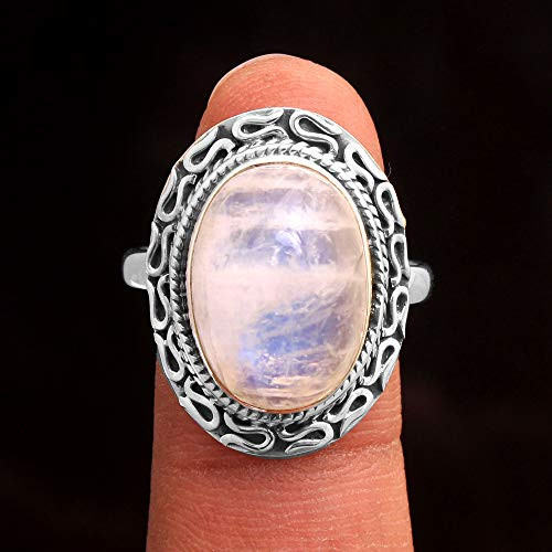 Stunning MOONSTONE Gemstone Oval Ring 925 Sterling Silver Jewelry Birthday Special Silver Ring Size Us 9