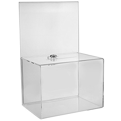MCB - Wide Donation Box - Ballot Box - Suggestion Box - Acrylic Box - Tip Box- With Large Display Area (2 Pack)