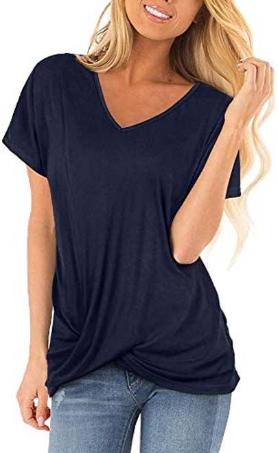Womens T Shirts Short Sleeve V Neck Casual Tops Twist Knot Summer Solid Color Plain Basic Tees Tshirt Blouse Womens T Shirts Short Sleeve V Neck Casual Tops Twist Knot Summer Solid Color Plain Basic Tees Tshirt Blouse